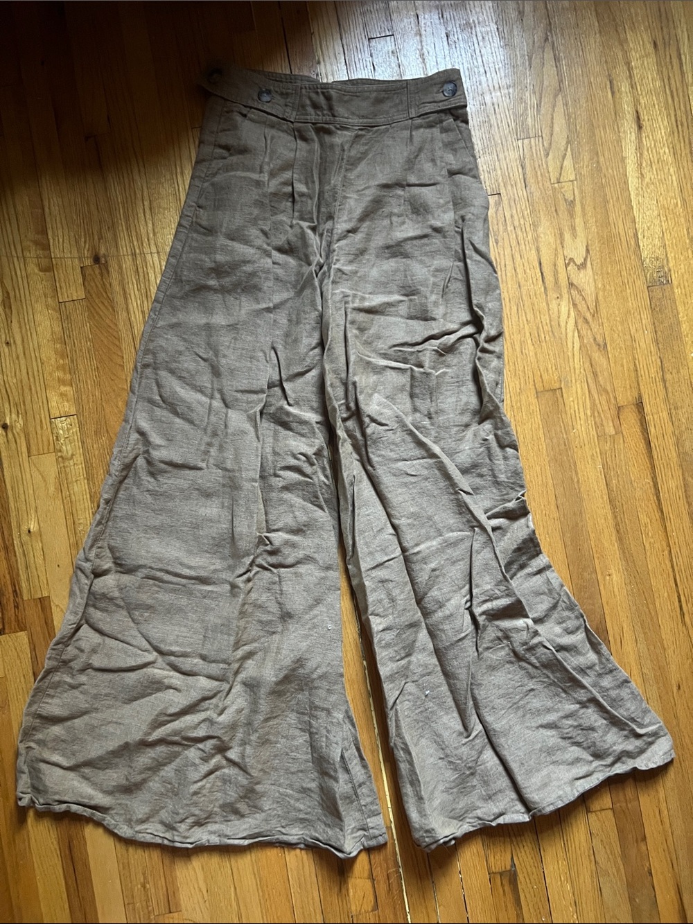 Banana Republic Wide-Leg Linen-Blend Pants in Taupe Brown